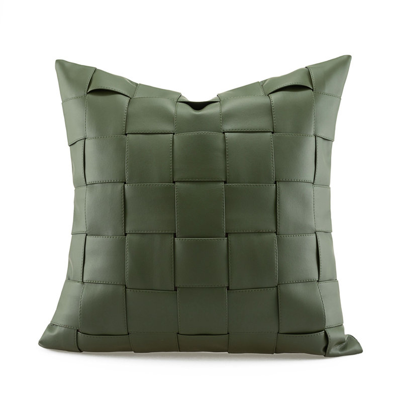 Housse de coussin en similicuir écossais, H 18 po x l 18 po, Carré