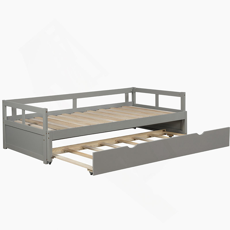 Extending Daybed With Trundle, Wooden Daybed With Trundle, Gray
