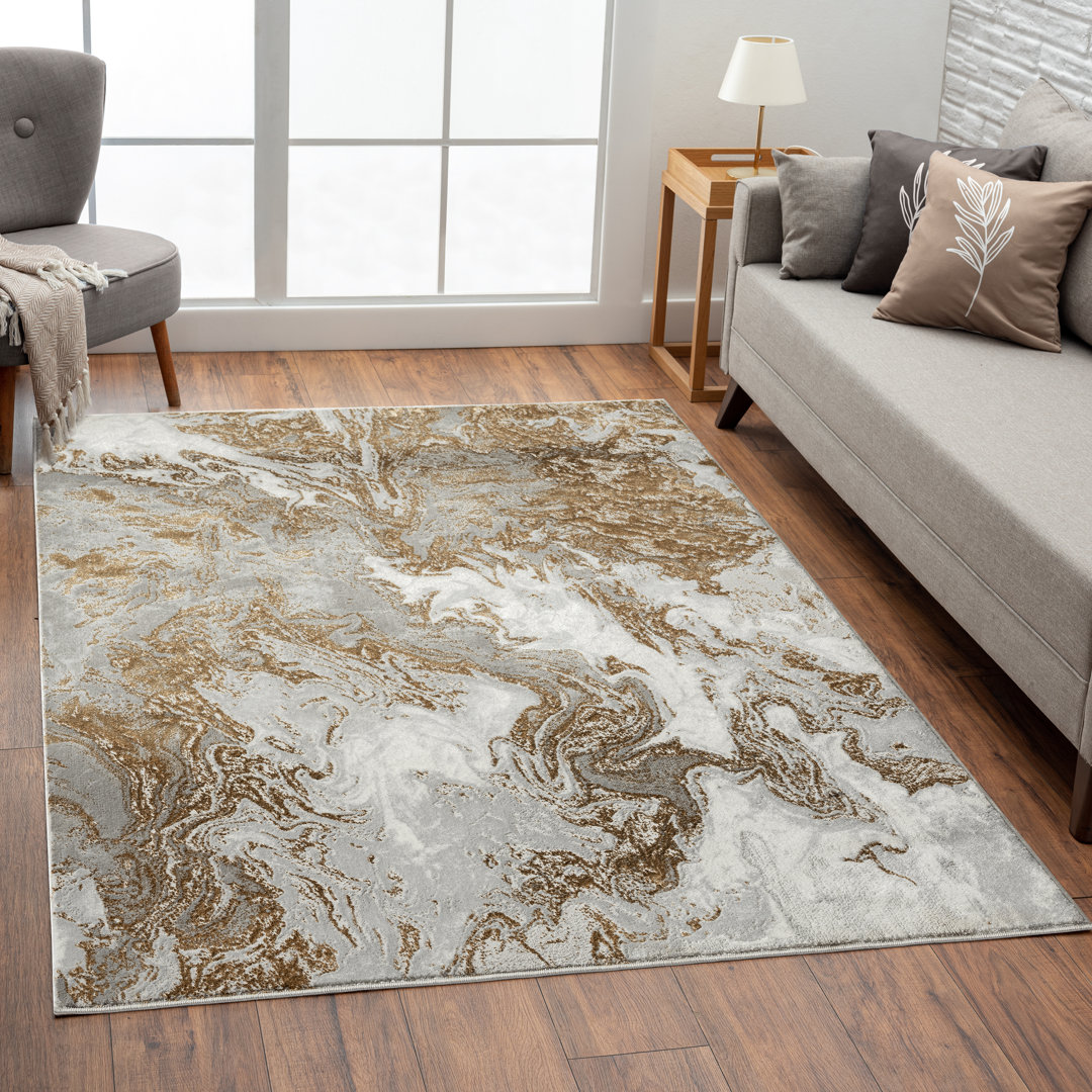 Trisco Abstract Area Rug in Gray Orren Ellis Rug