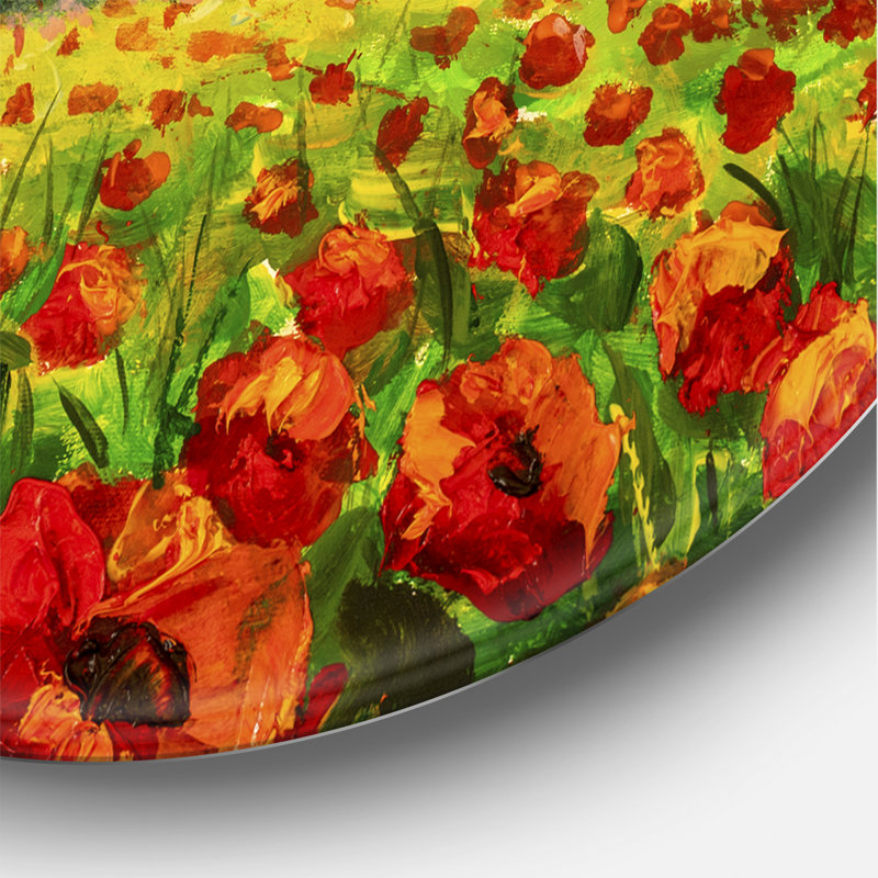 Magnifique paysage avec coquelicots en Italie, H 23 po x l 23 po x p 1 po