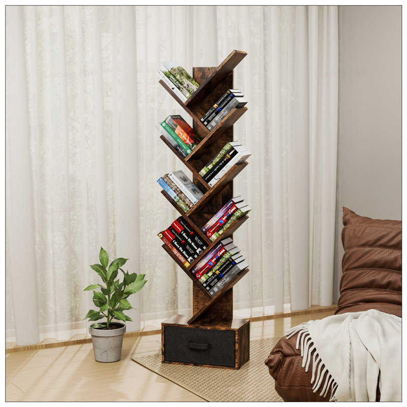 Bibliothèque à 9 niveaux avec tiroir