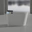 Toilette bidet contemporaine - Siège chauffant, fonctions automatiques, eau chaude, sec, télécommande, blanc avec capteur de pied noir intégré, chasse d'eau, eau et séchage
