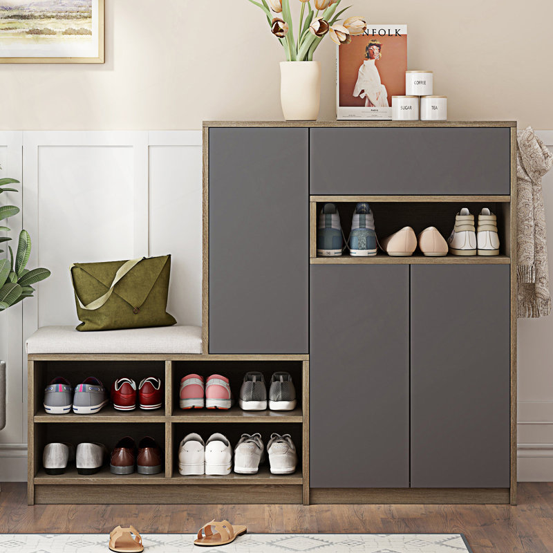 Banc de rangement pour chaussures 2 en 1 et armoire à chaussures, étagère à chaussures multifonctionnelle, rangement pour chaussures polyvalent, armoire pour vestibule