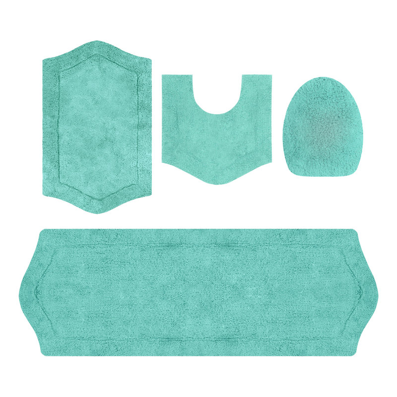 Ensemble de tapis de bain 4 pièces avec couvercle Waterford, séchage rapide, tapis lavables à la machine, absorbant