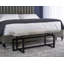 Banc rembourré en cuir véritable Anais - Gris