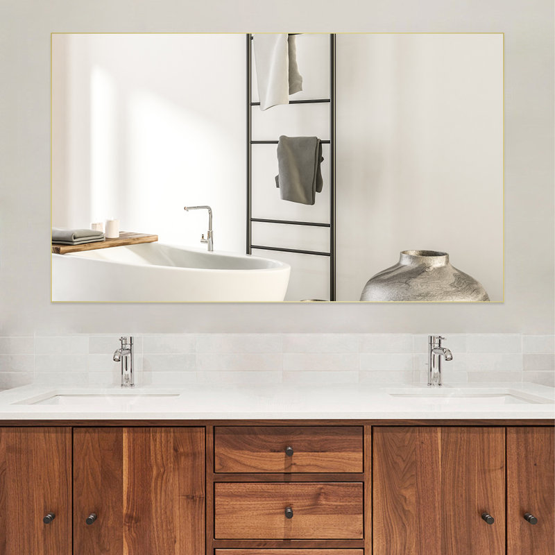 Miroir de salle de bain mural, 48 po x 84 po, Or brossé
