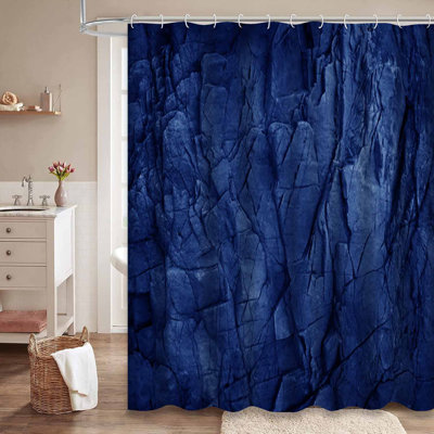 Blue Waterproof Shower Curtain, Shower Curtains for Bathroom with 12 Hooks