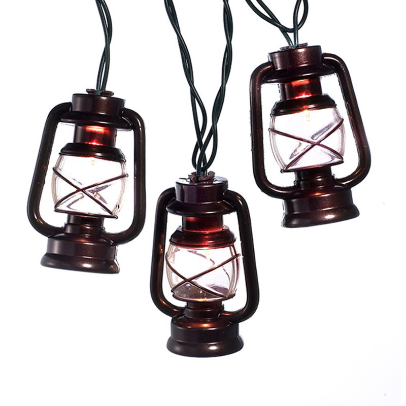 Kurt Adler 10-Light Antique Brass Outdoor Lantern String Lights