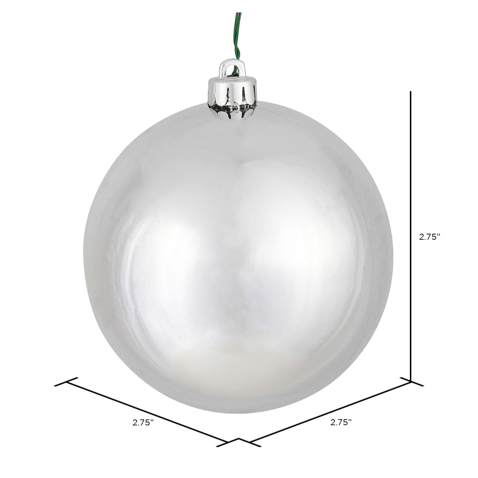 Shatterproof Bauble, 3", Silver Shiny