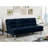 Navy Microfiber Contemporary Futon Converting To Bed, 2 - Seat, Made, Extra Support Leg, Comfortable Seating With Design 67"L X 28"W 31"H