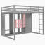 Lit mezzanine en bois avec garde-robe, tablettes et armoire-65687997-65687987