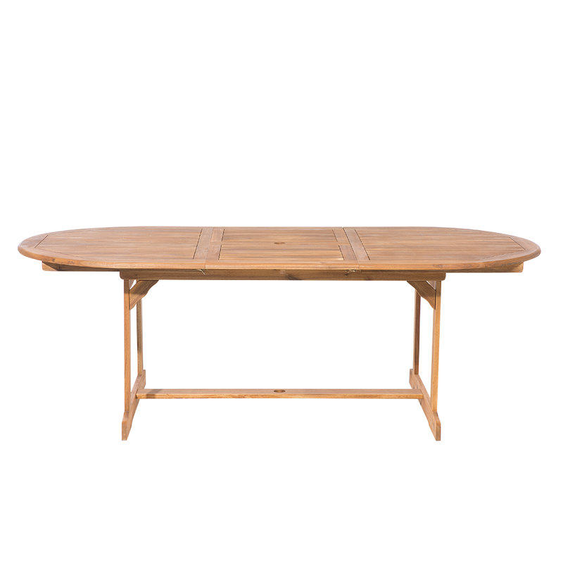 Creekmore 8 - Person Acacia Wood Patio Dining Set with Extendable Oval Table , Cushions Included, Yes, Taupe