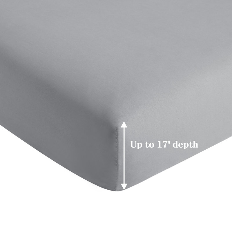 Marina Decoration Home Bedding Bedroom essentials Bedsheet Soft Silky Deep Pocket Solid Cooling Wrinkle Free All Season Rayon from Bamboo Fitted Sheet, Grey Colour Double/Full Size