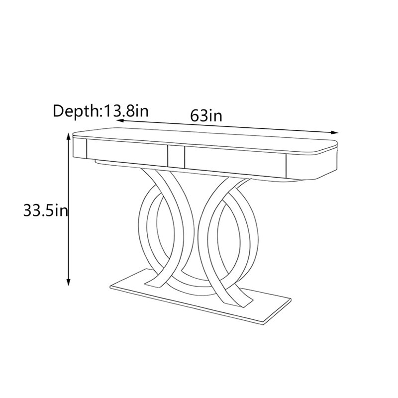 Italian Luxury Console Table, 33.5" H x 63" W x 13.8" D, Gold