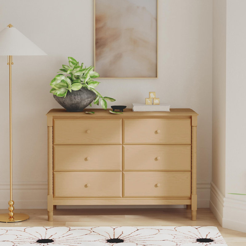 Jenny Lind Spindle 6-Drawer Dresser, Honey