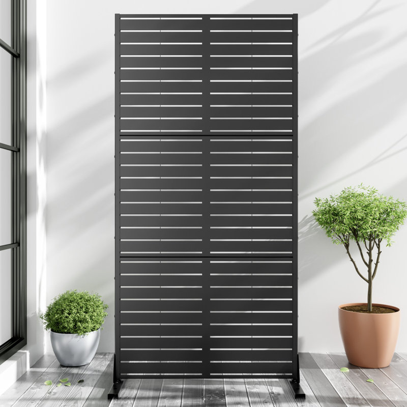 Metal Privacy Screen Fence Panel, Black, 72" H x 35" W x 16" D