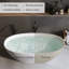 Baignoire matte à surface solide de 70,8 po, baignoire de trempage à surface solide, baignoire autoportante en résine de pierre, baignoires autoportantes à rebord épais avec trop-plein, bonde escamotable, blanc mat (ovale)