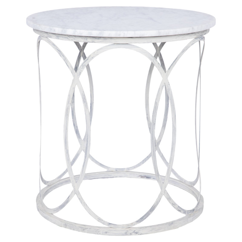 New Orleans Marble Drum End Table, Deep Ocean