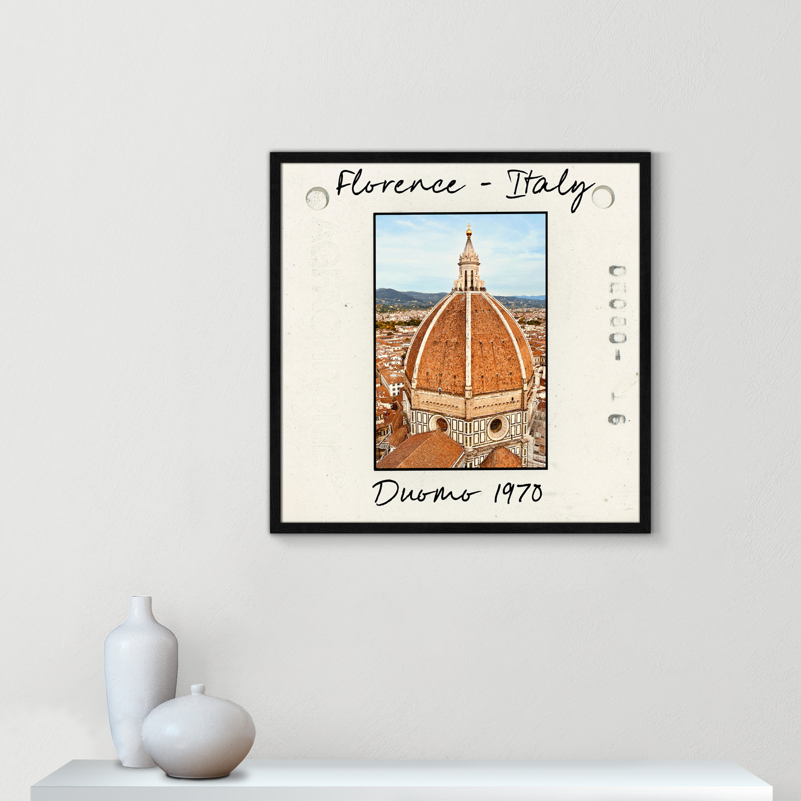 Florence Italy - Duomo Print by Susan Jill, Black Single Picture Framed Paper, 27.5" H x 27.5" W x 0.75" D