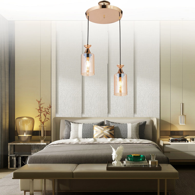 Luminaire suspendu cylindrique à 2 lumières