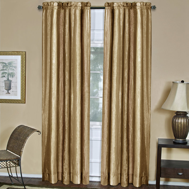 Pelley Semi Sheer Curtain Pair, Sandstone, 50" x 63"