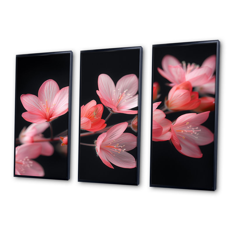 Garden Whimsy Cherry Blossoms - Ensemble d'art mural fleur de cerisier, H 28 po x l 36 po x P 1 po