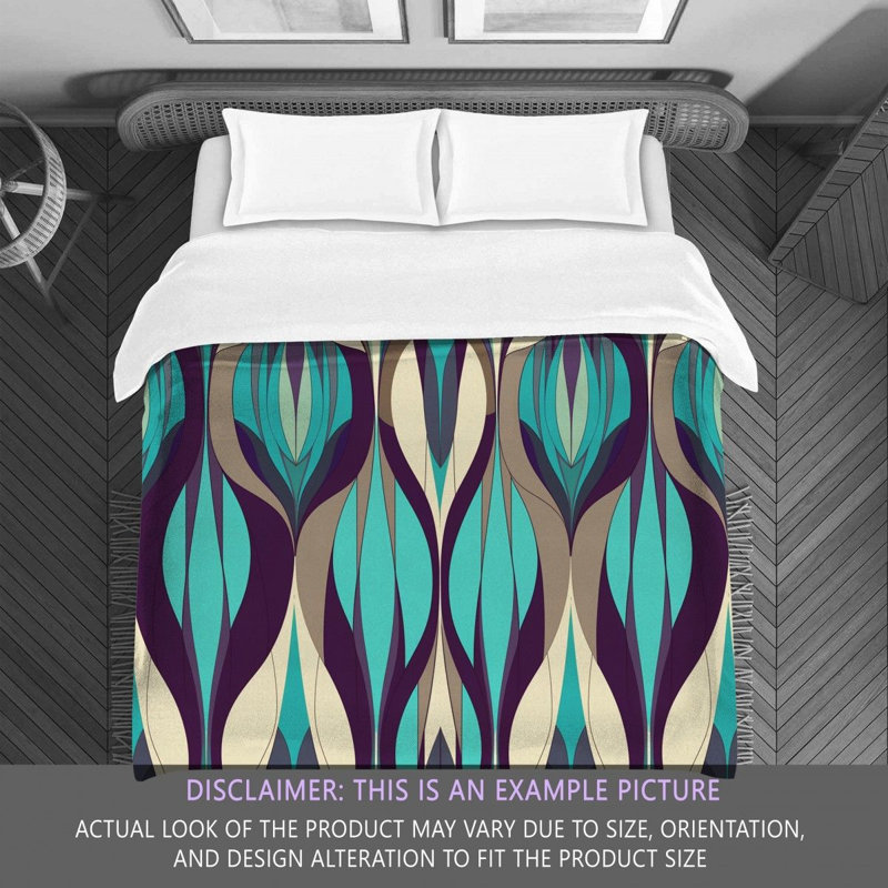 Funky Bedding, Purple/Green Abstract, Twin Extra Long Comforter