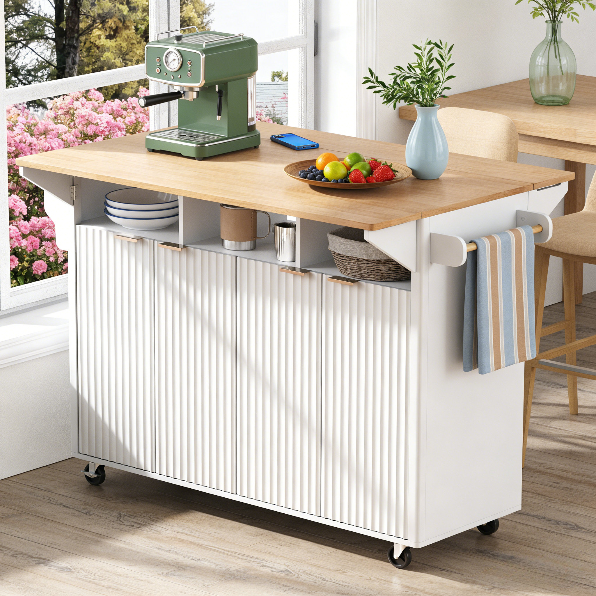 Latitude Run® 55.5" Fluted Kitchen Island - Wayfair Canada