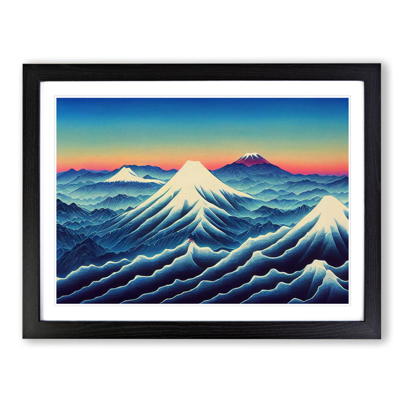 XH1022-6639X Japanese Mountains Vol.3 1 Piece Single Picture Frame Painting, 25cm H x 34cm W x 2cm D, Black