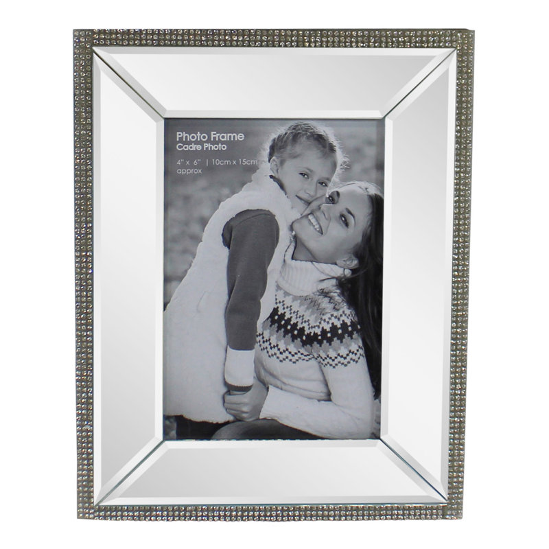 Brienne Silver Glass Mirrored Picture Frame, 15cm H x 10cm W x 0.5cm D