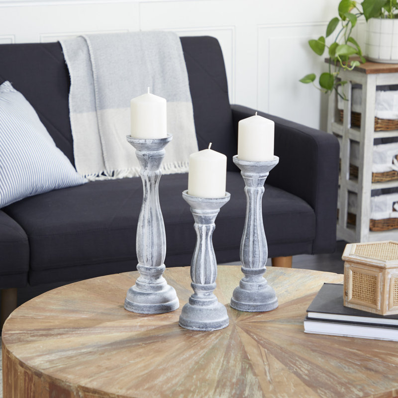 3 Piece 15" Tabletop Holder Set, Distressed White 