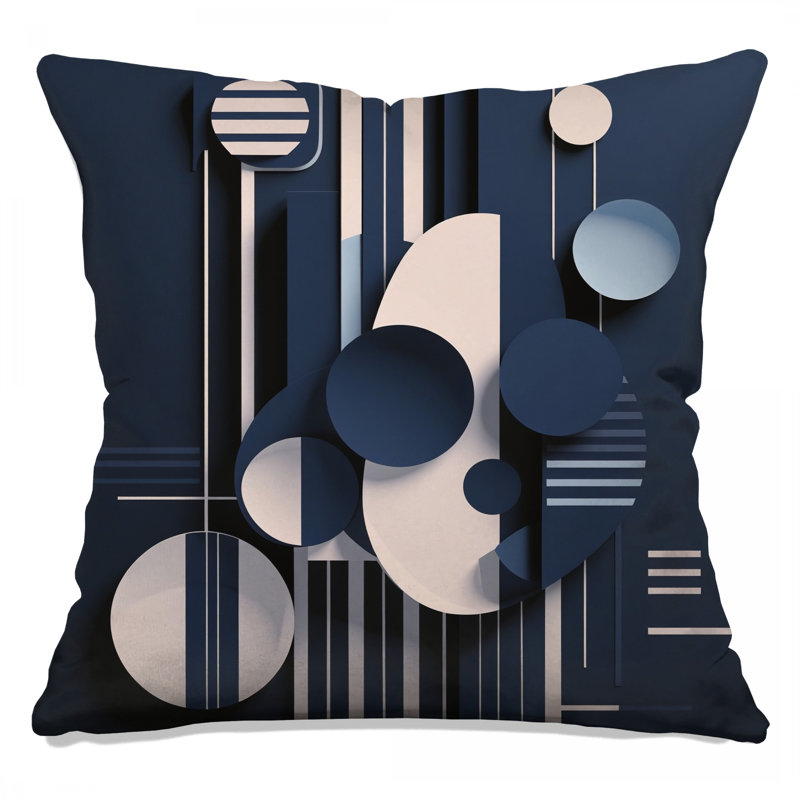Coussins décoratifs cercles bleus et blancs, 18 x 18 pouces