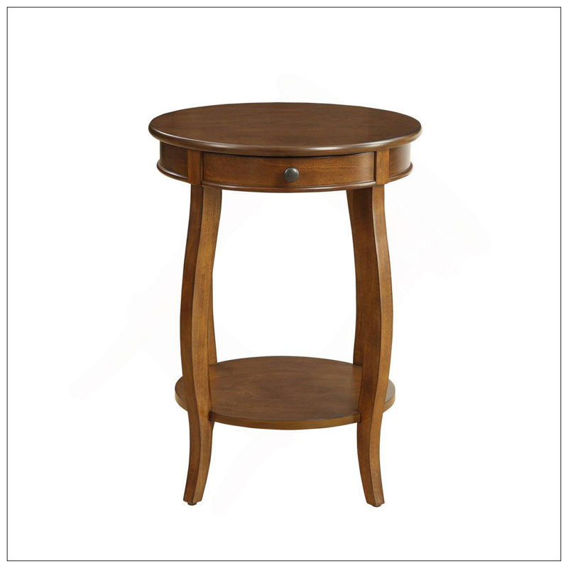 Charmante table d'appoint en bois avec des options de rangement polyvalentes et un design gracieux, Noyer