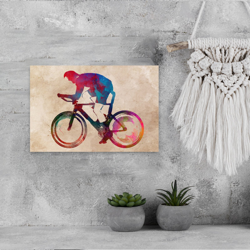 «Vibrant Cycling Racer», art mural contemporain, H 12 po x l 18 po