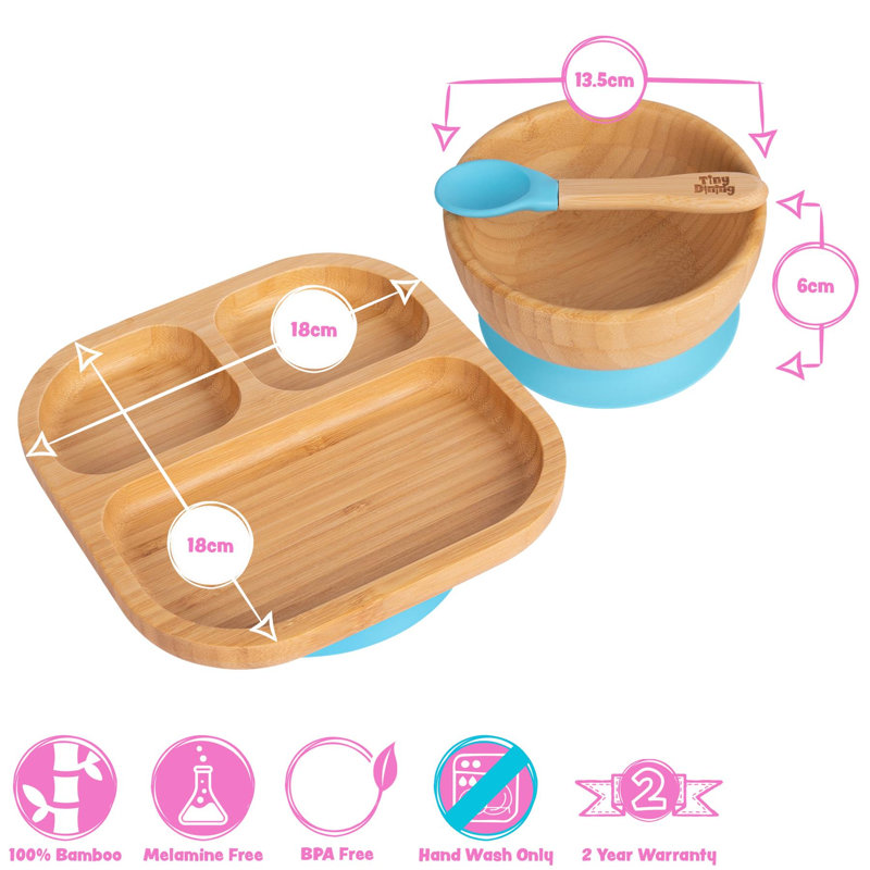 Tiny Dining - Children's Bamboo Suction Dinner, White