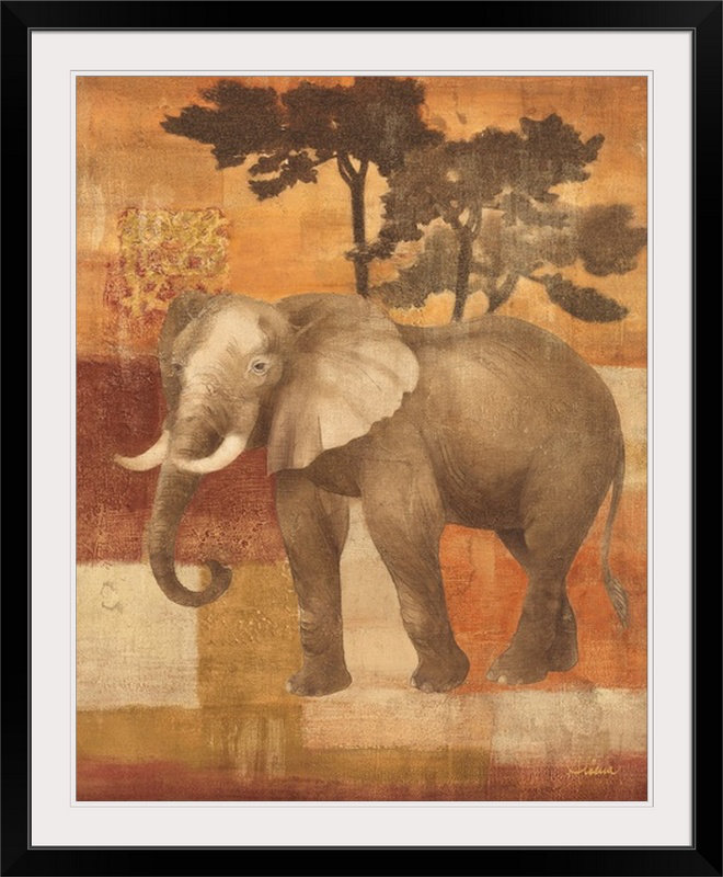 « animaux sur safari iv », reproduction d’impression sur» albena hristova,, H 38 po x l 32 po x P 1 po, Cadre noir