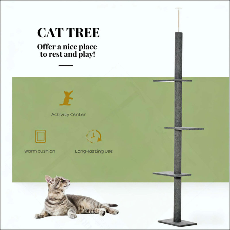 Grand arbre à chat, centre d'activité pour arbre à chat, Gris