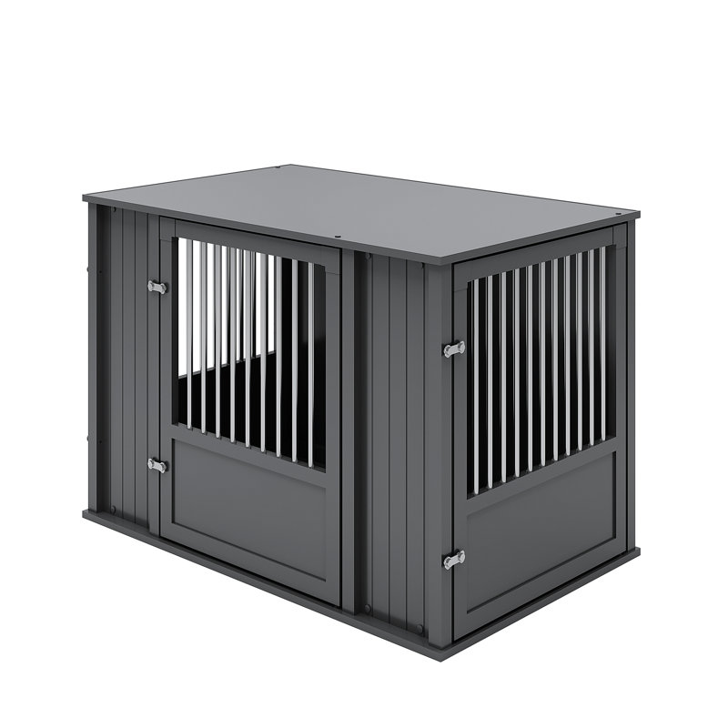 Cage pour chien durable avec placement de porte flexible, Très grand (H 29,9 po x l 27,2 po x P 43,3 po), Noir