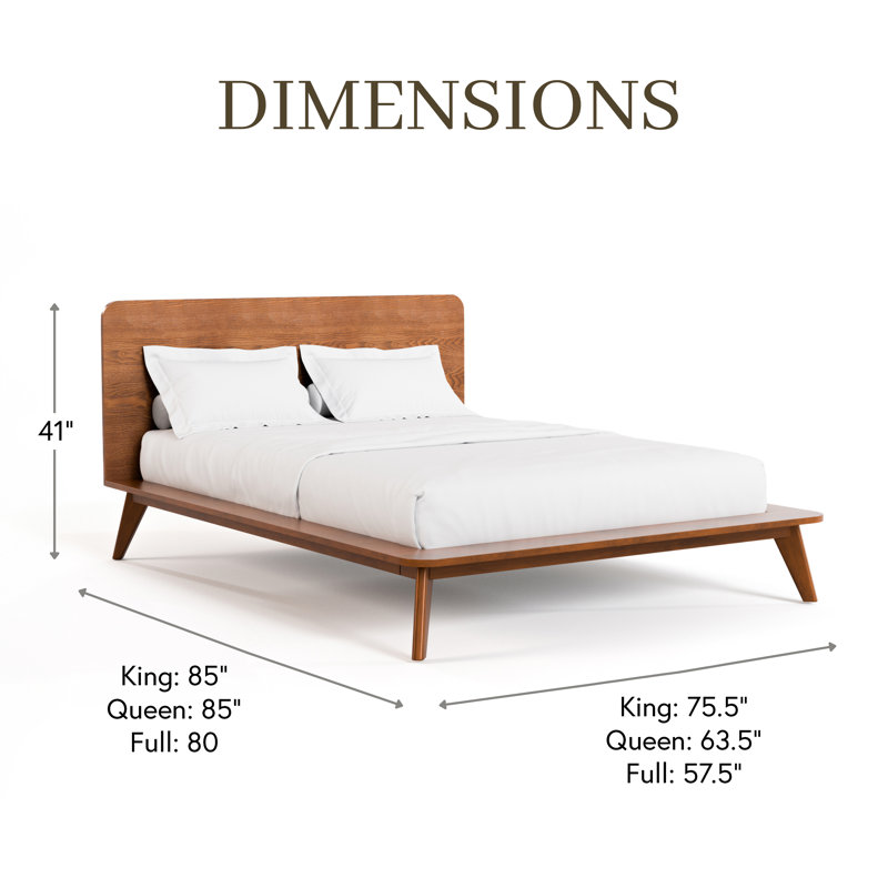 Nevio Mid-Century Modern Wood Platform Bed, King