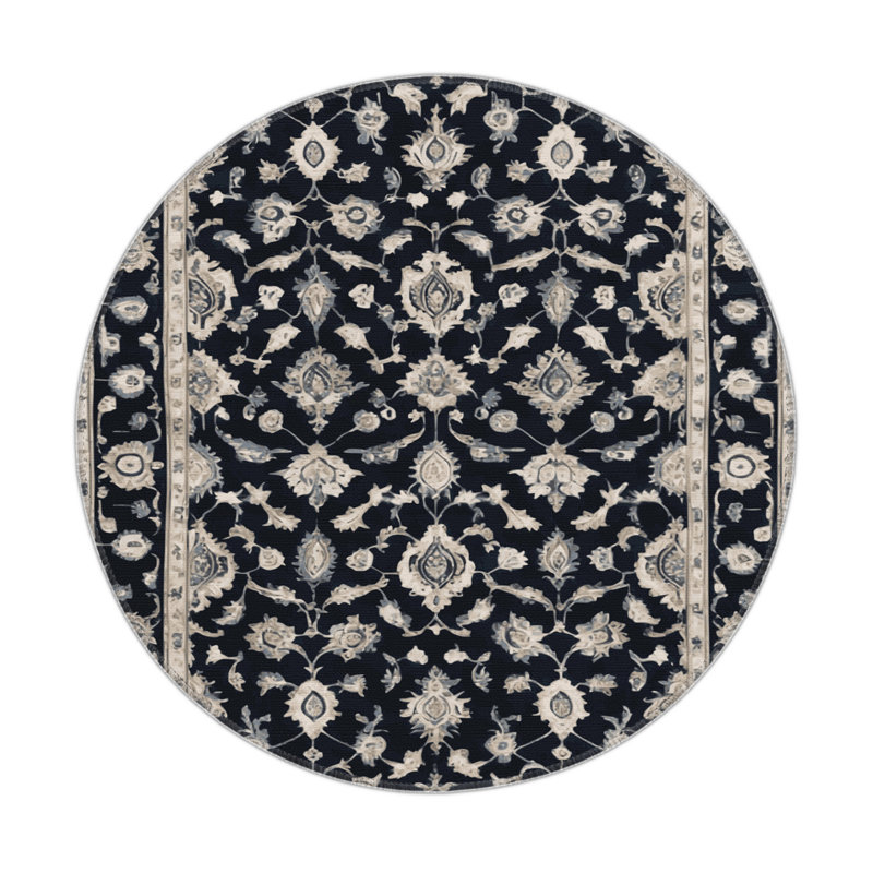 Tapis d'intérieur et d'extérieur gris Persian, Rond 5 pi