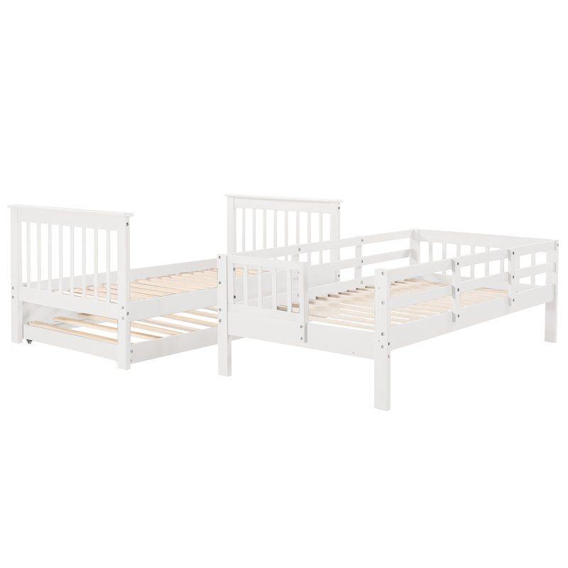 Lit superposé avec lit gigogne Twintwin - expérience de sommeil confortable et aspect blanc chic, Blanc