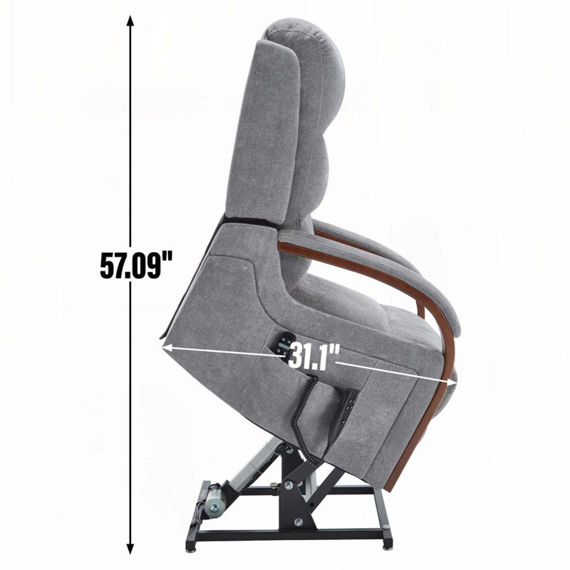 Power Lift Recliner Chair with Solid Wood Armrests, Heat Massage and Heavy Duty Motion Mechanism, Gray
