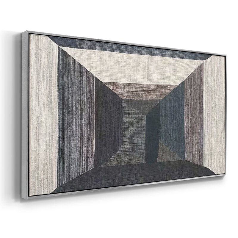 Série abstraite - DCLXIV - Toile tendue avec châssis encadré - Prêt à être accroché, Argent argent, H 21 po x l 41 po