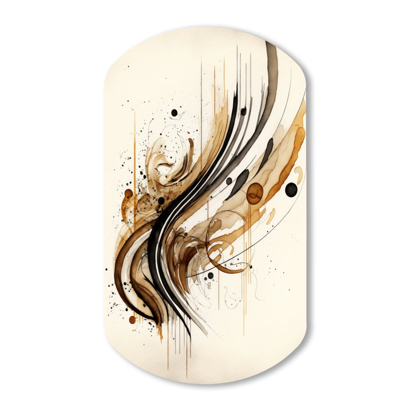 Mouvement brun et noir I - art abstrait minimaliste en forme de sculpture murale, sculpture murale en métal Freeform