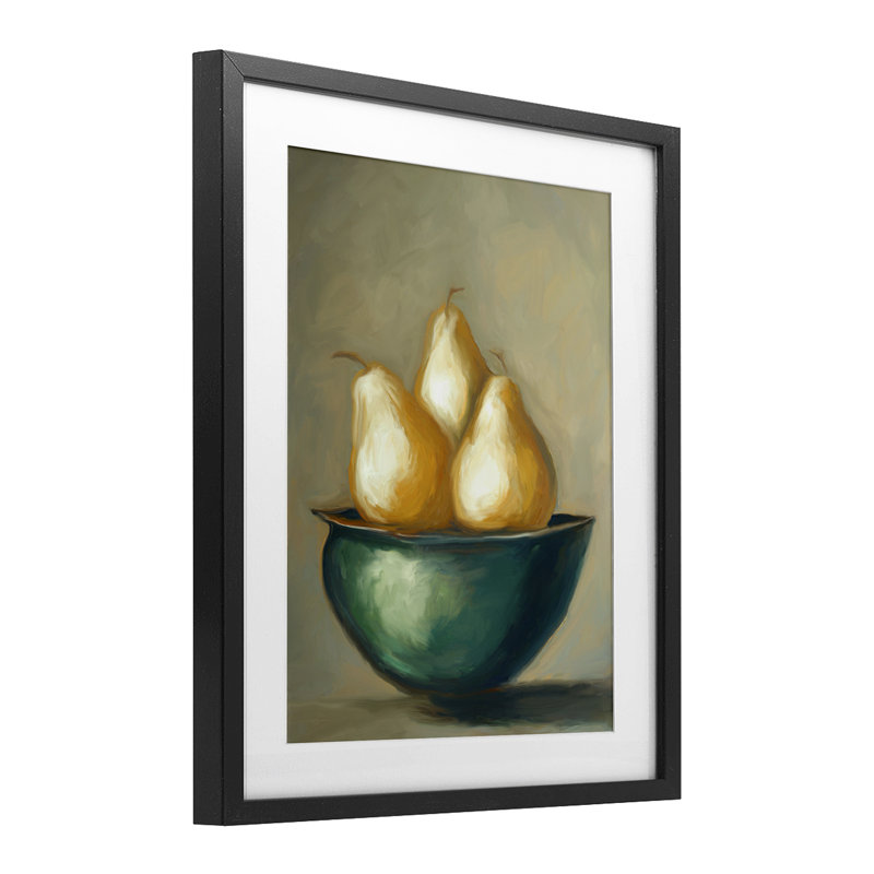 «The Pears Bowl», reproduction sous verre, conception de Ramona Murdock, H 21 po x l 17 po, Cadre noir minuit