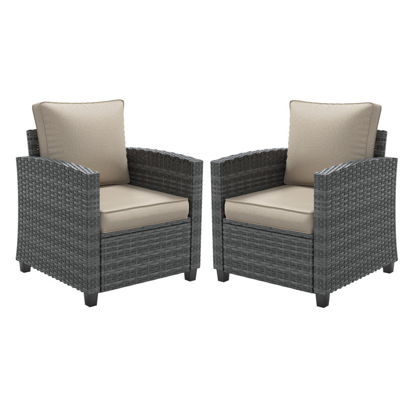 Patio Single Chair With Cushion(Set Of 2), Beige
