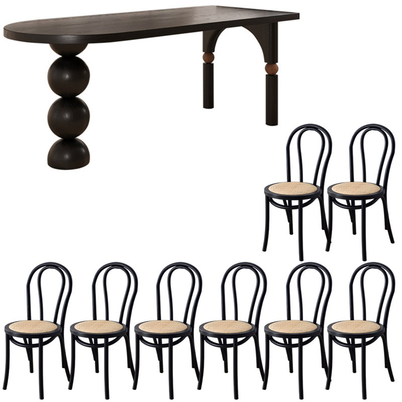Ensemble de table de salle à manger en bois massif de style américain, H 29,5 po x L 86,6 po x l 35,4 po
