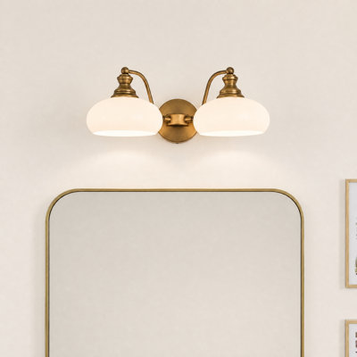 2-Light Vanity Light With Bright White Ceramic Shades