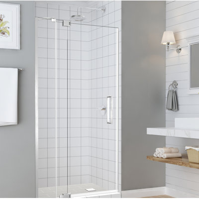 Madox 36" W x 76" H Hinged Frameless Shower Door