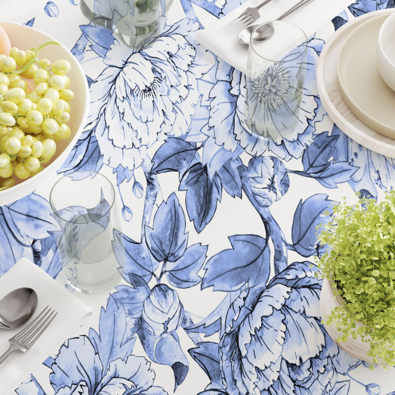 Rectangular Tablecloth, 100% Cotton, Floral 225, 104" x 52"